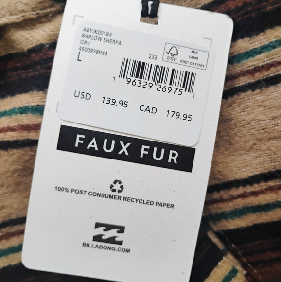 BILLABONG NEW Barlow Sherpa Lined Jacket - Picture 12 of 14